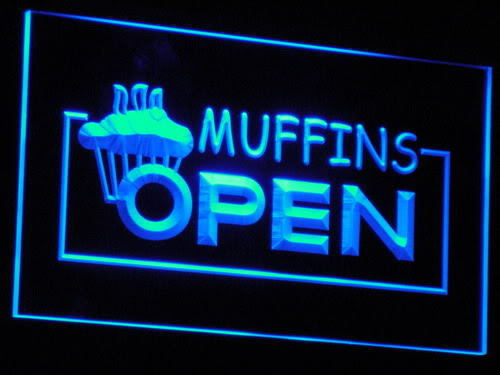 Muffins OPEN Shop Bakery LED Light Sign